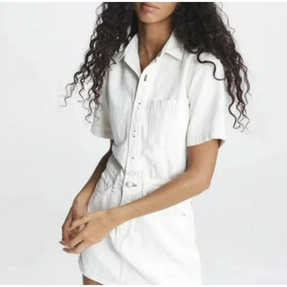 rag & bone Dresses & Skirts - Rag & Bone Denim All In One Shirt Dress Size XS Off White Cotton Button Up READ